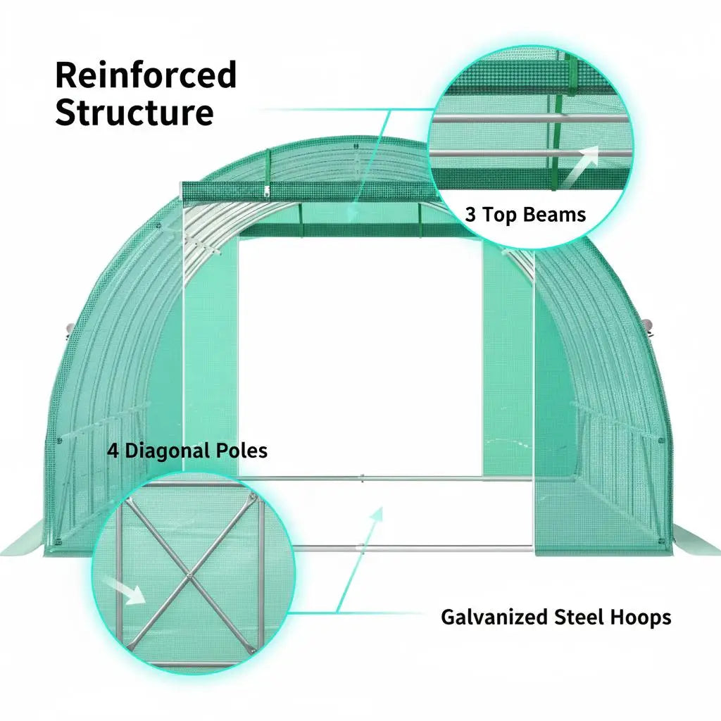 Walk-in Tunnel Greenhouse, 20 x 10 x 7 ft