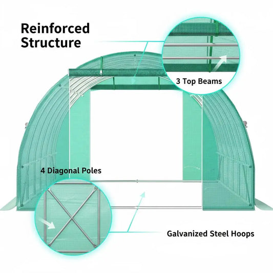 Walk-in Tunnel Greenhouse, 20 x 10 x 7 ft