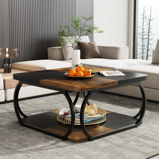 Tribesigns Square Coffee Table with 2 Tiers