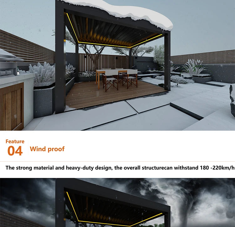 Aluminum pergola, rainproof