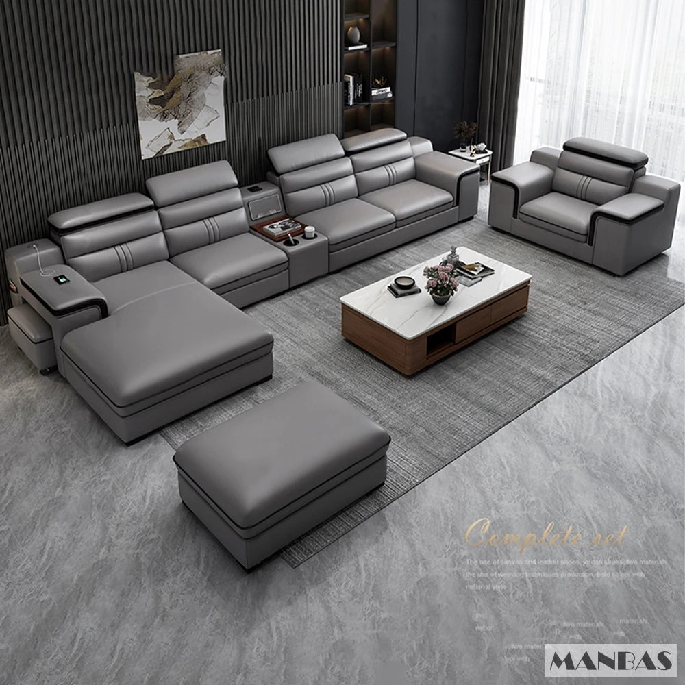 Leather Sectional Sofa Set