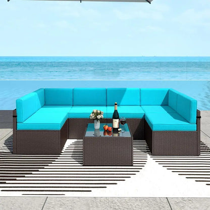 Turquoise Outdoor Patio Wicker Rattan
